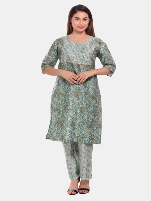 women multi color round neck kurta pant set - 20478891 - Standard Image - 0