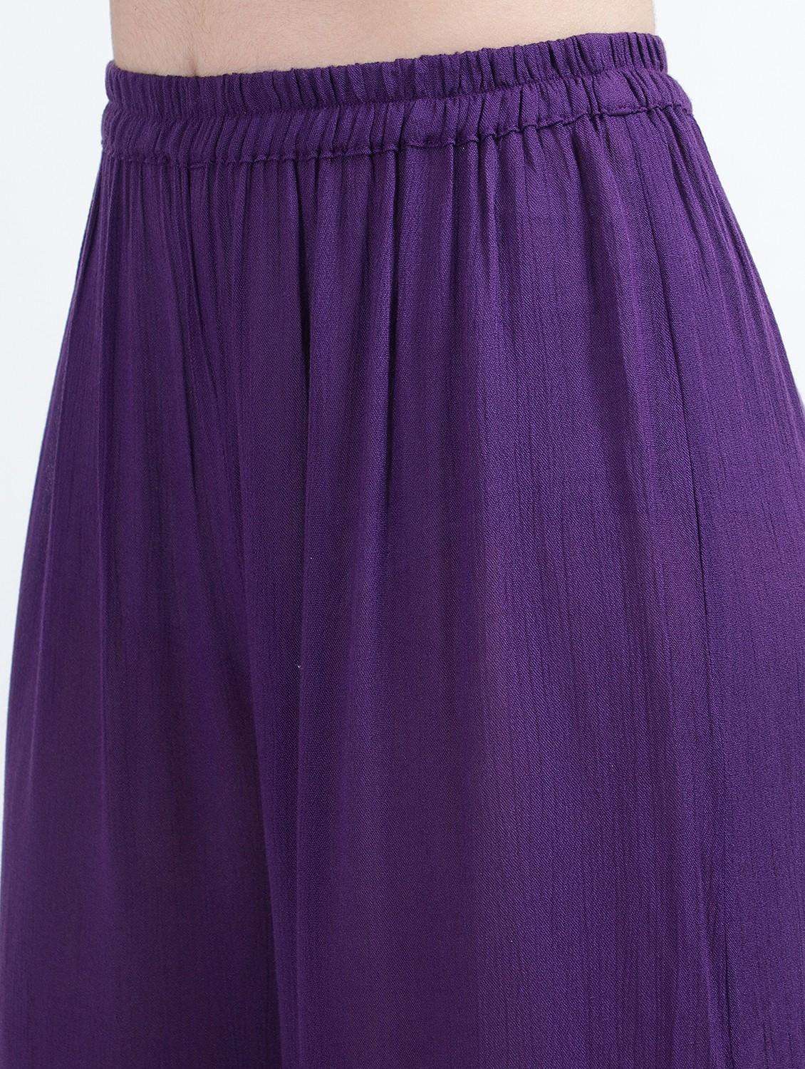 women solid kaftan and palazzo set - 20479012 -  Standard Image - 5