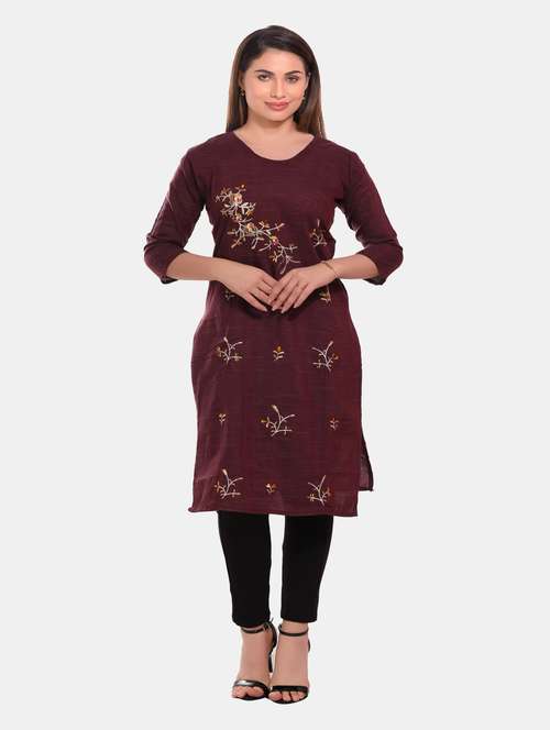 women embroidered straight kurta - 20479159 -  Standard Image - 0