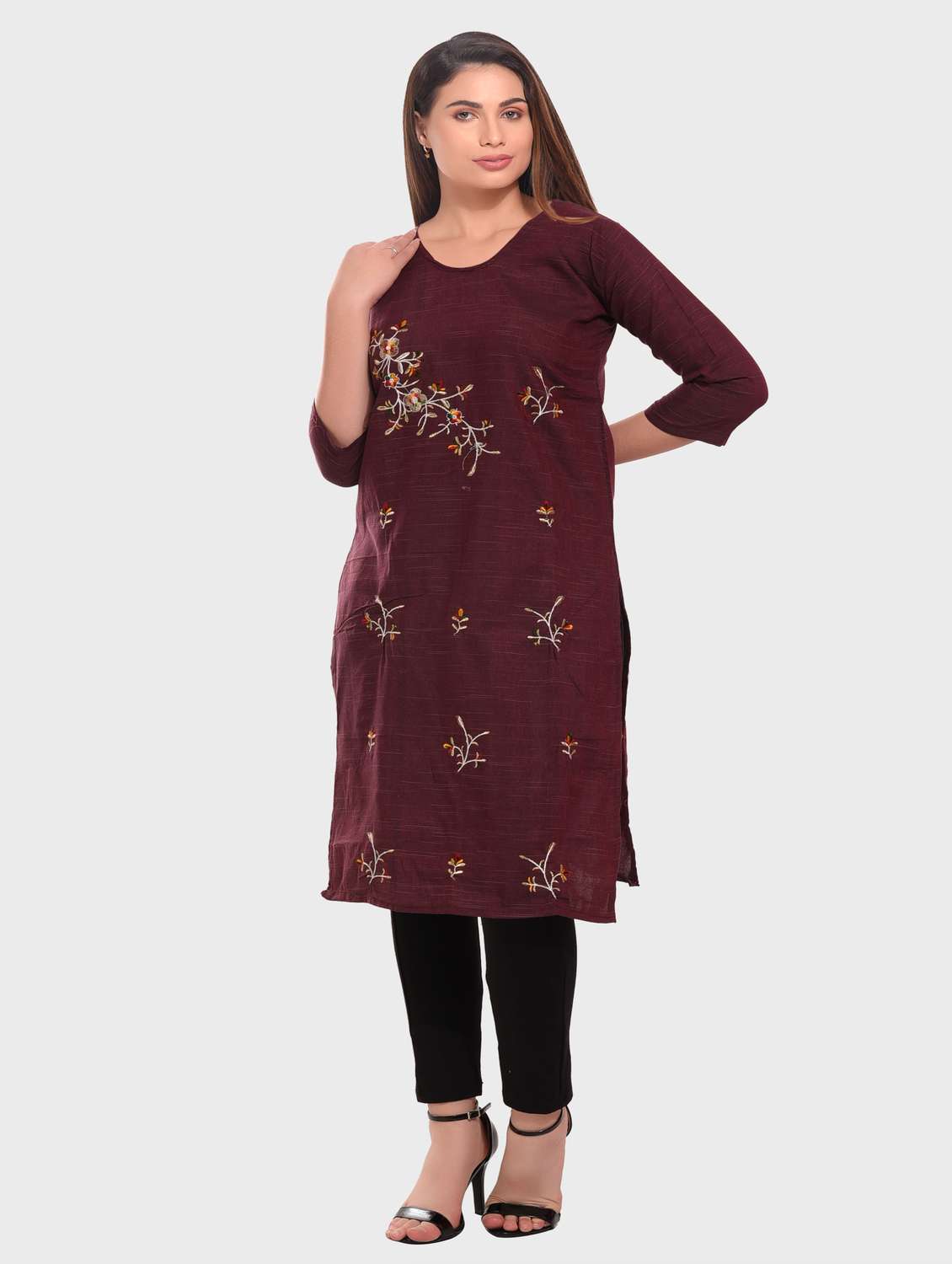 women embroidered straight kurta - 20479159 -  Standard Image - 3