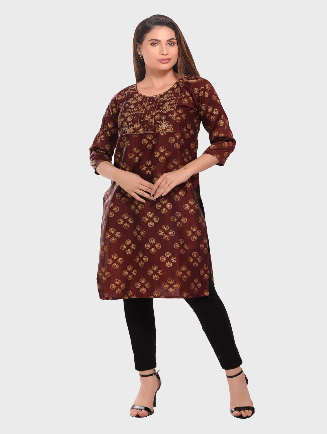 women foil printed straight kurta - 20479163 - Standard Image - 3