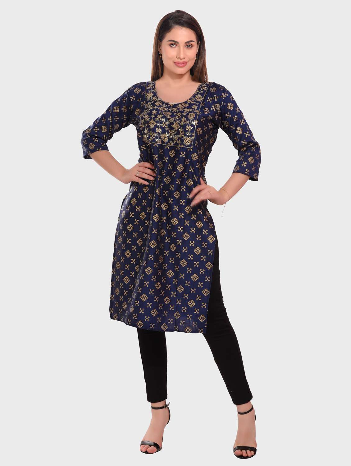 women bandhani printed straight kurta - 20479169 - Standard Image - 3