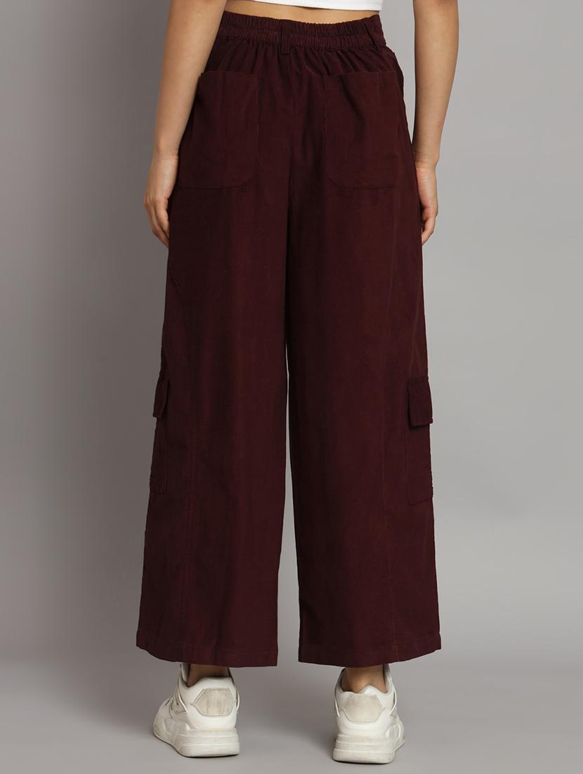 coffee brown solid ankle length cargo - 20483795 - Standard Image - 3
