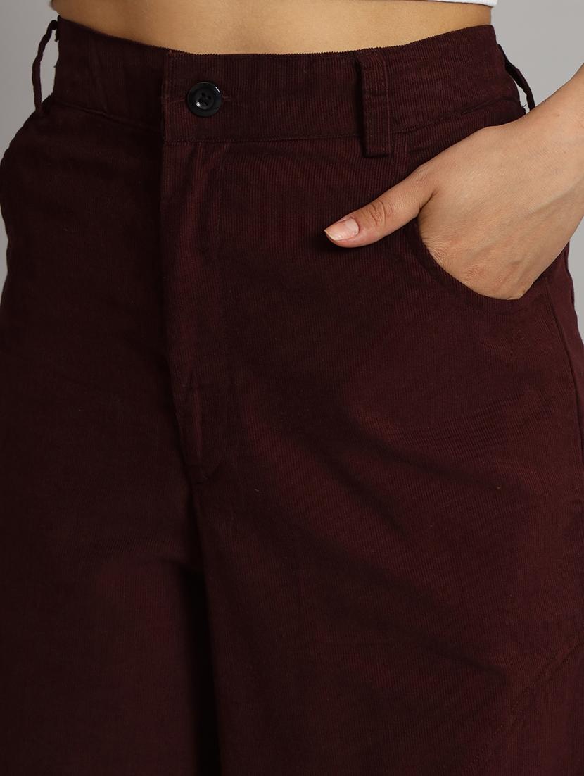coffee brown solid ankle length cargo - 20483795 - Standard Image - 5