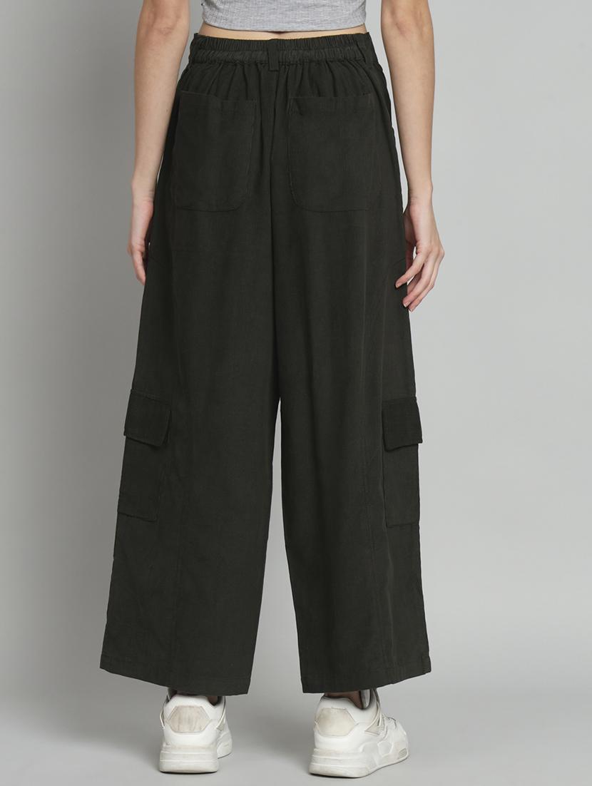 olive solid ankle length cargo - 20483796 - Standard Image - 3