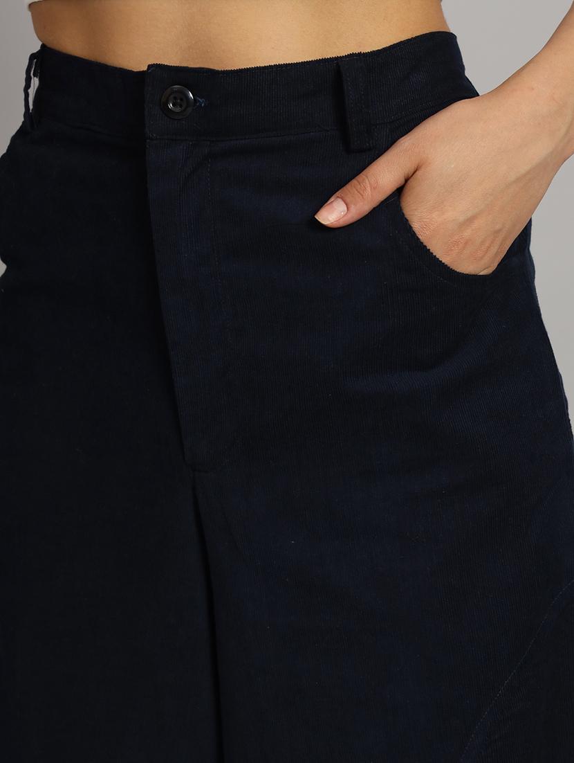 navy blue solid ankle length cargo - 20483799 - Standard Image - 5