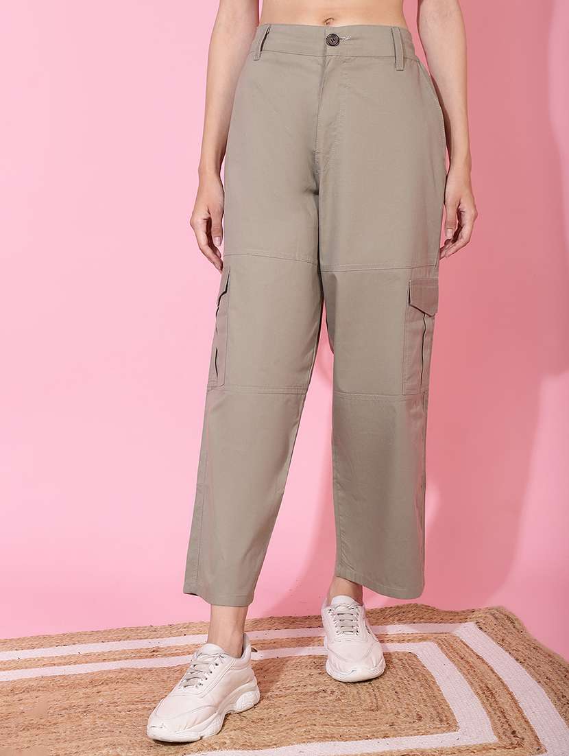 men solid beige cotton cargo trouser - 20483859 - Zoom Image - 0