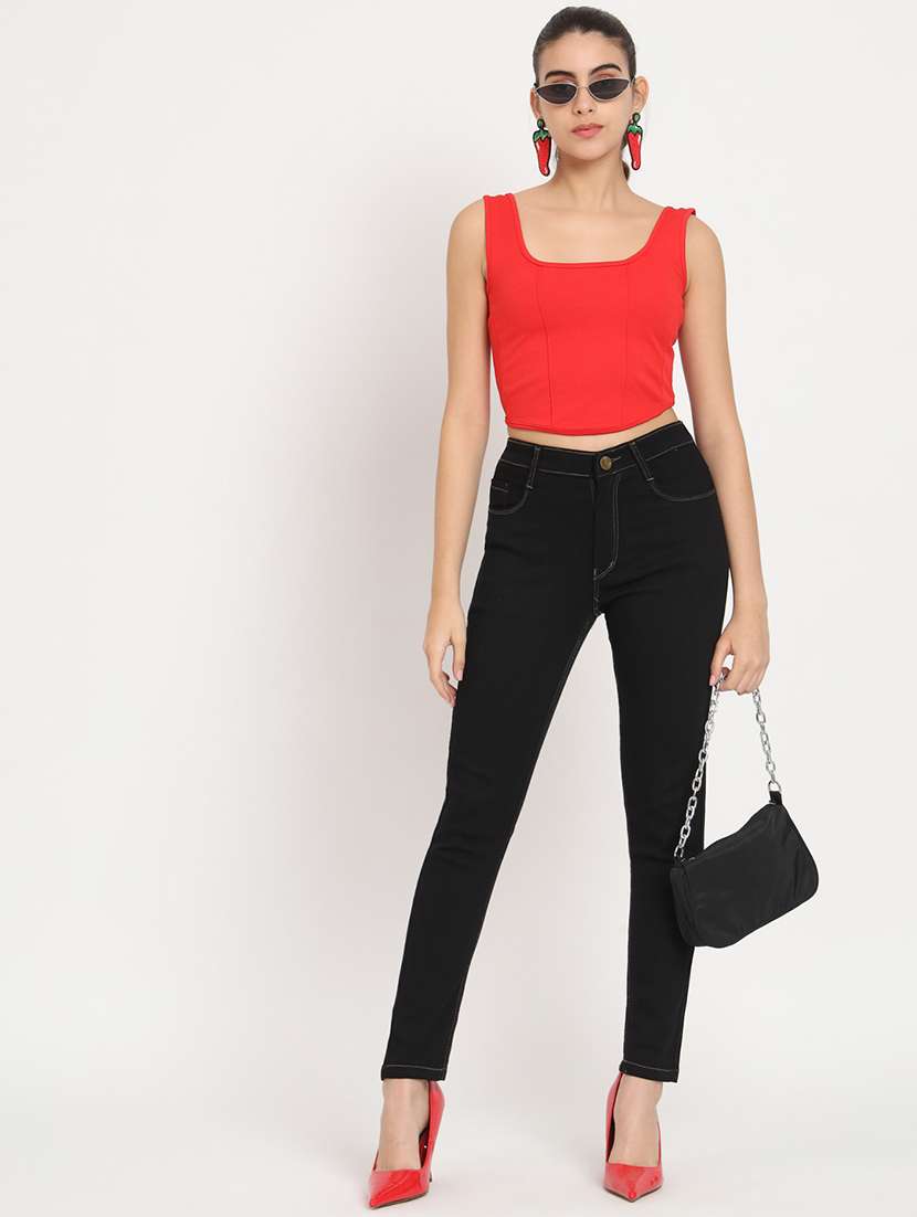 women's plain slim fit jeans - 20483865 - Standard Image - 3
