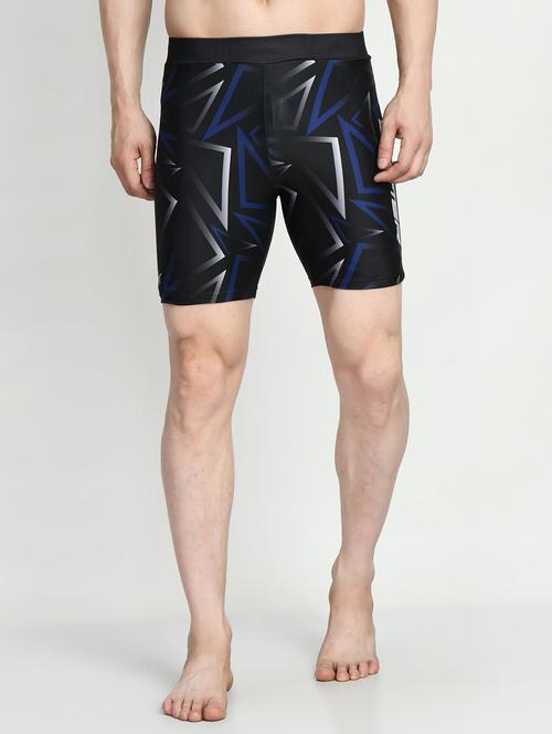 men geometric print black polyester blend swimwear trunks - 20484319 -  Standard Image - 0