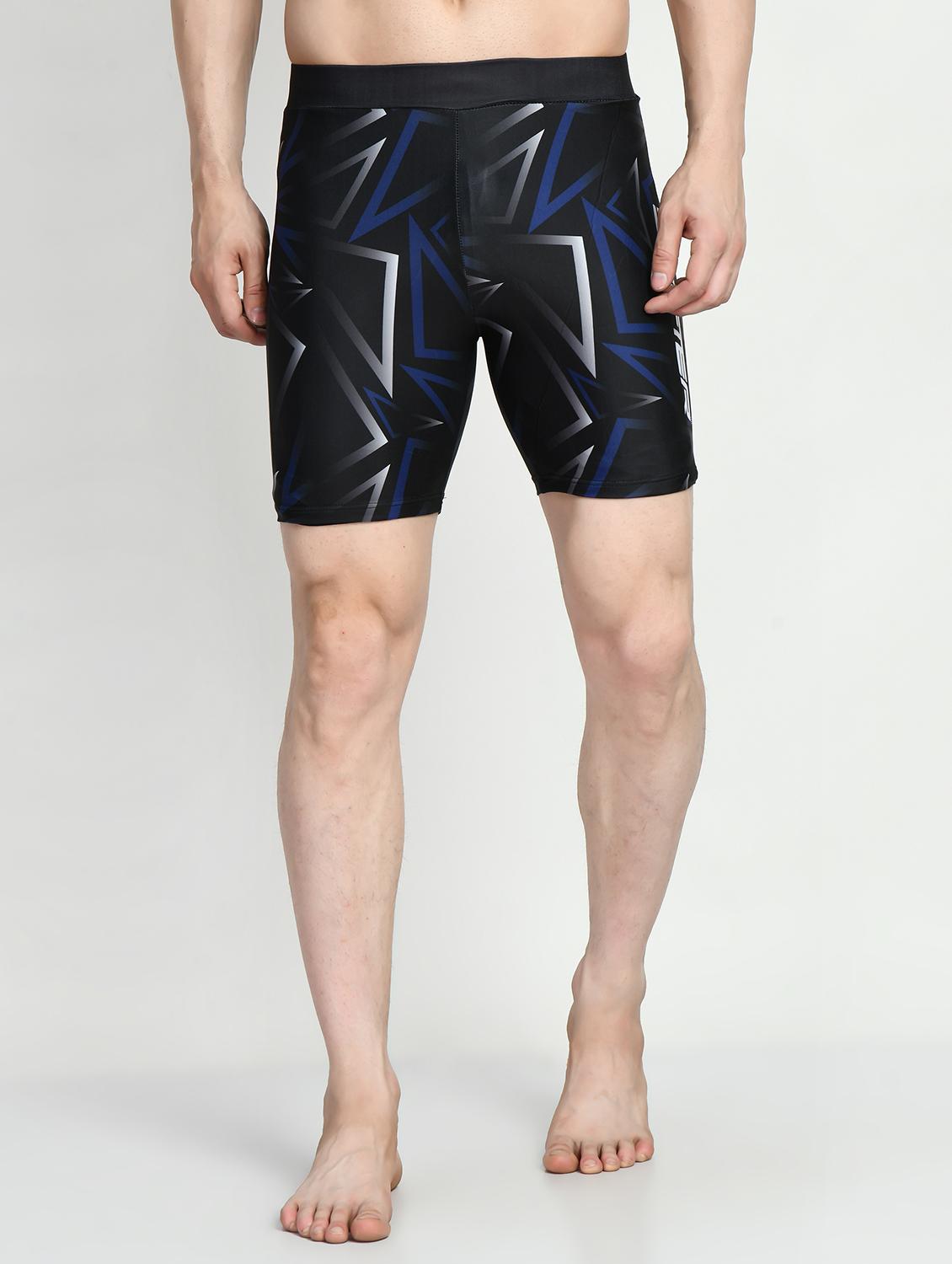men geometric print black polyester blend swimwear trunks - 20484319 -  Zoom Image - 0