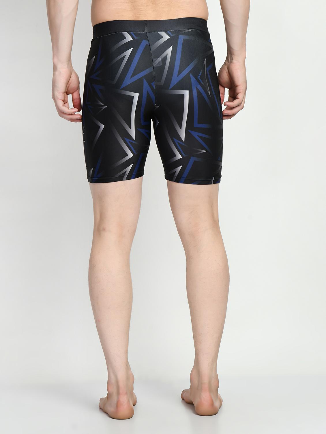 men geometric print black polyester blend swimwear trunks - 20484319 - Standard Image - 3