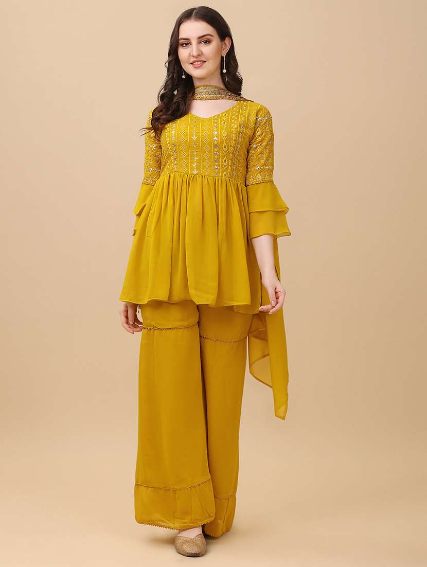 women kurta sharara set with dupatta - 20484565 - Standard Image - 3