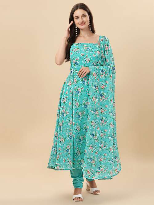 women floral printed kurta churidaar set with dupatta - 20484590 -  Standard Image - 0