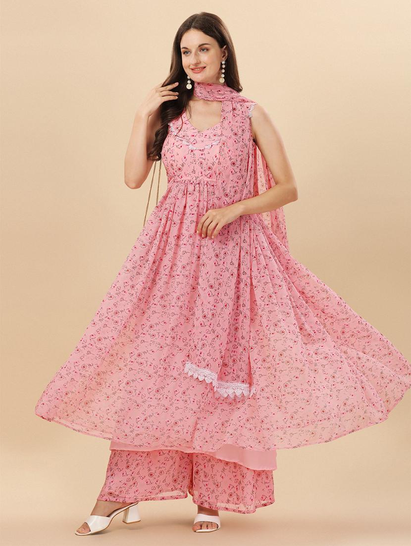 pink kurta palazzo set with dupatta - 20484595 - Zoom Image - 0