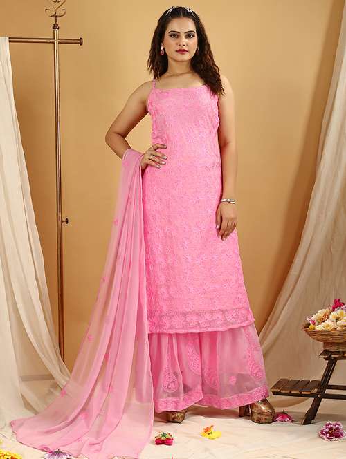 women pink kurta sharara set with dupatta - 20484603 -  Standard Image - 0