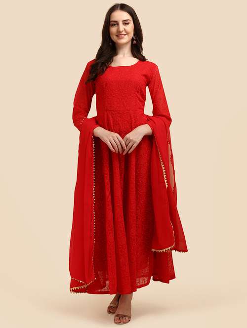 women embroidered kurta dupatta set - 20484632 - Standard Image - 0
