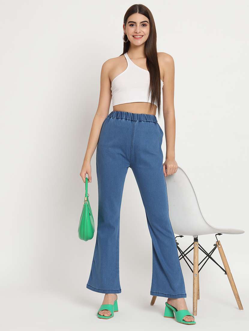 women solid blue denim jeggings - 20484651 - Standard Image - 3