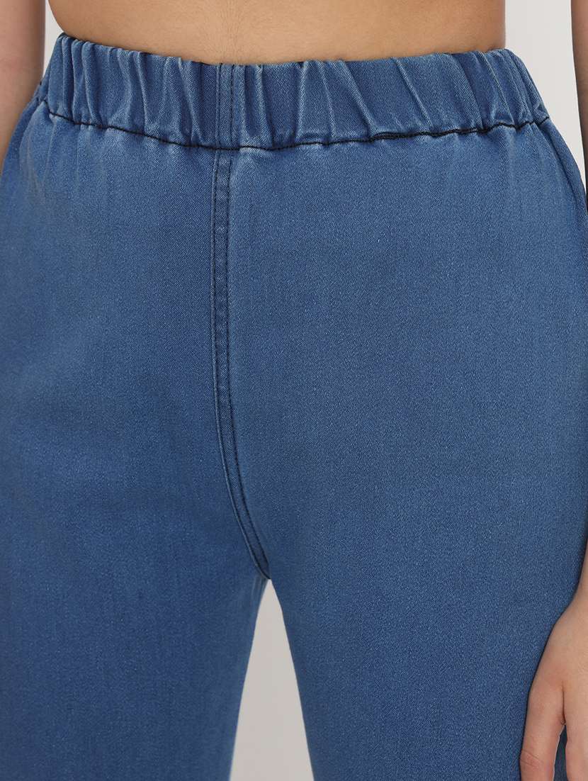 women solid blue denim jeggings - 20484651 - Standard Image - 5