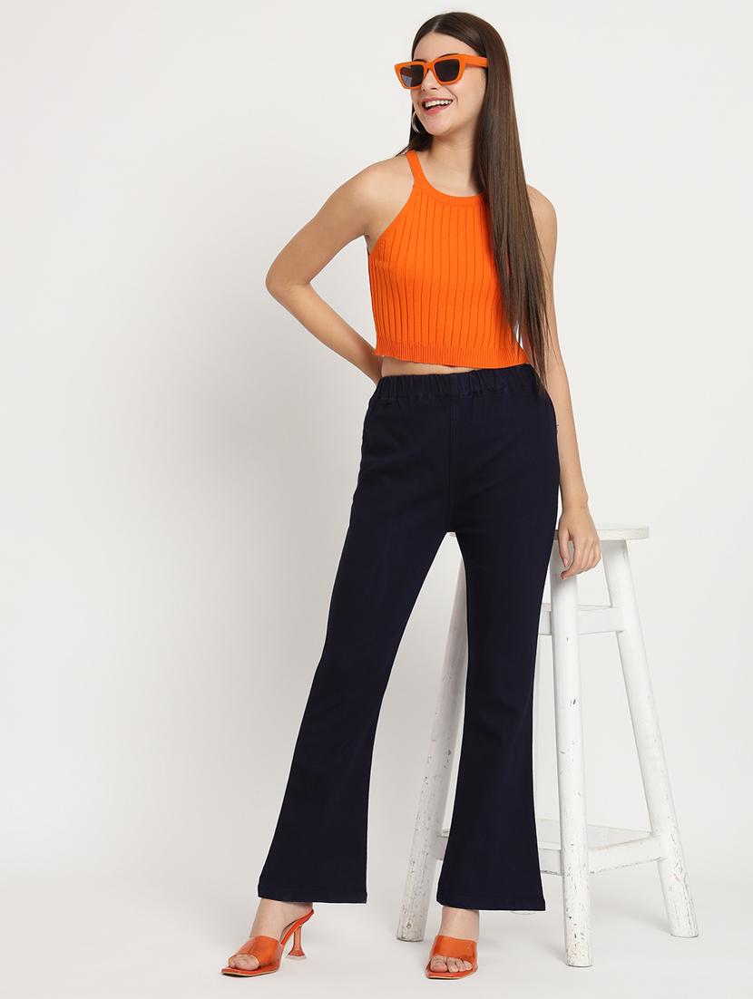 women solid navy blue denim jeggings - 20484652 - Standard Image - 3