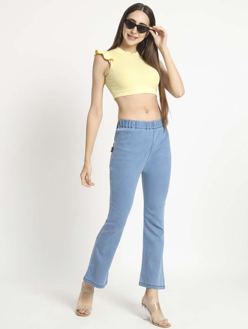 women solid light blue denim jeggings - 20484655 - Standard Image - 3
