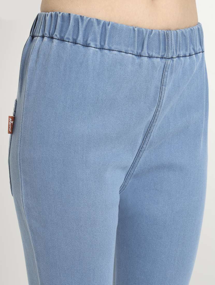 women solid light blue denim jeggings - 20484655 - Standard Image - 5