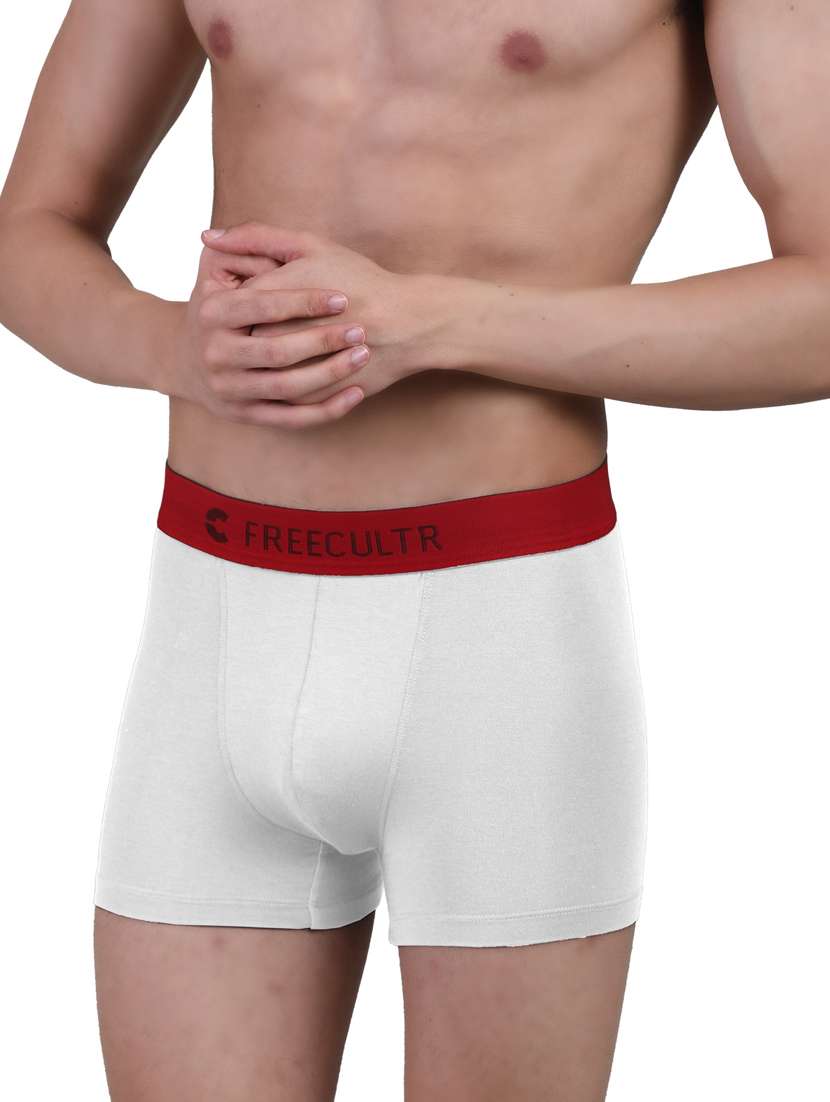 men white solid micro modal trunk briefs