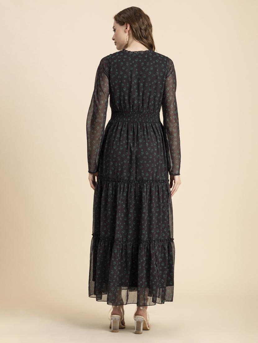 black floral tiered dress - 20484879 - Standard Image - 3