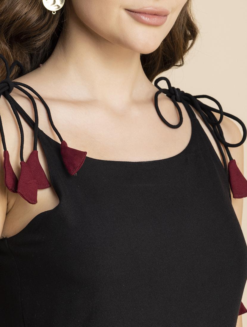 black and red color block tiered dress - 20484884 - Standard Image - 5