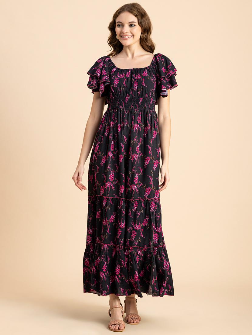 black floral tiered dress - 20484887 - Zoom Image - 0