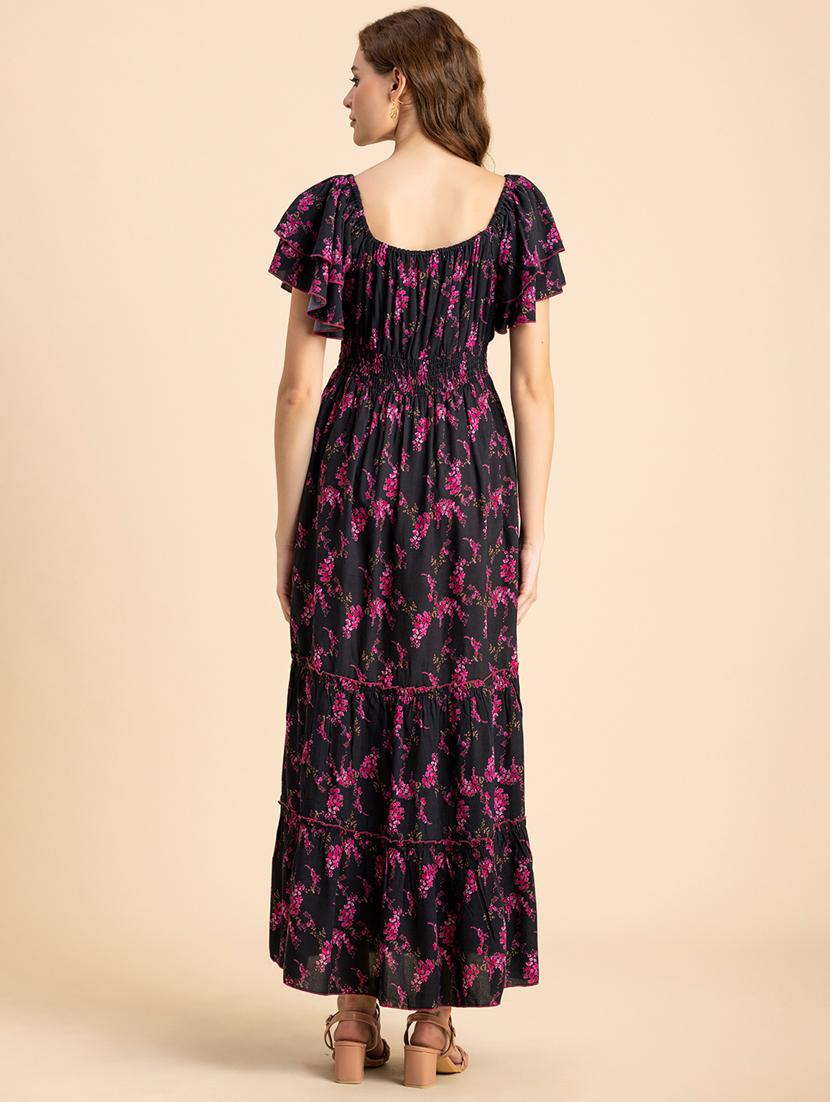 black floral tiered dress - 20484887 - Standard Image - 3
