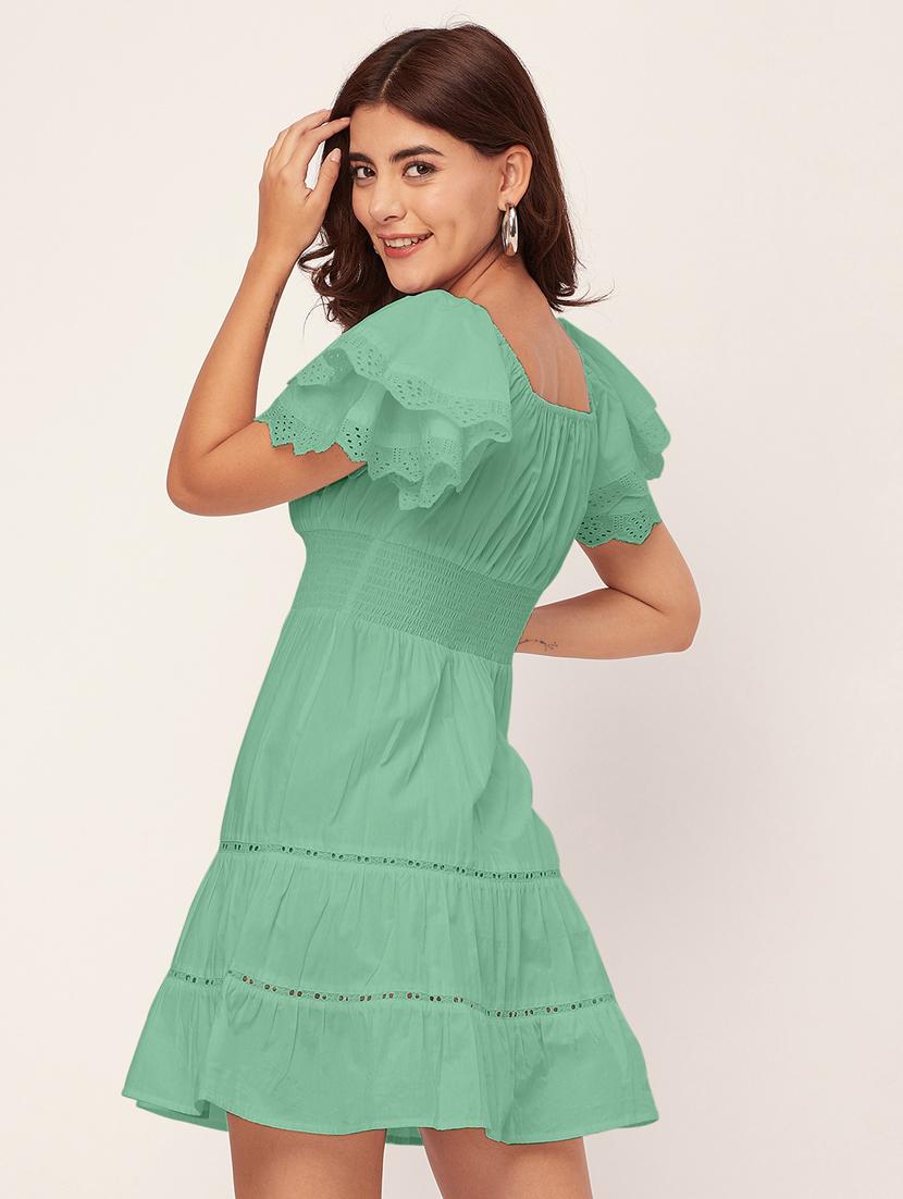 green self design tiered dress - 20484892 - Standard Image - 3