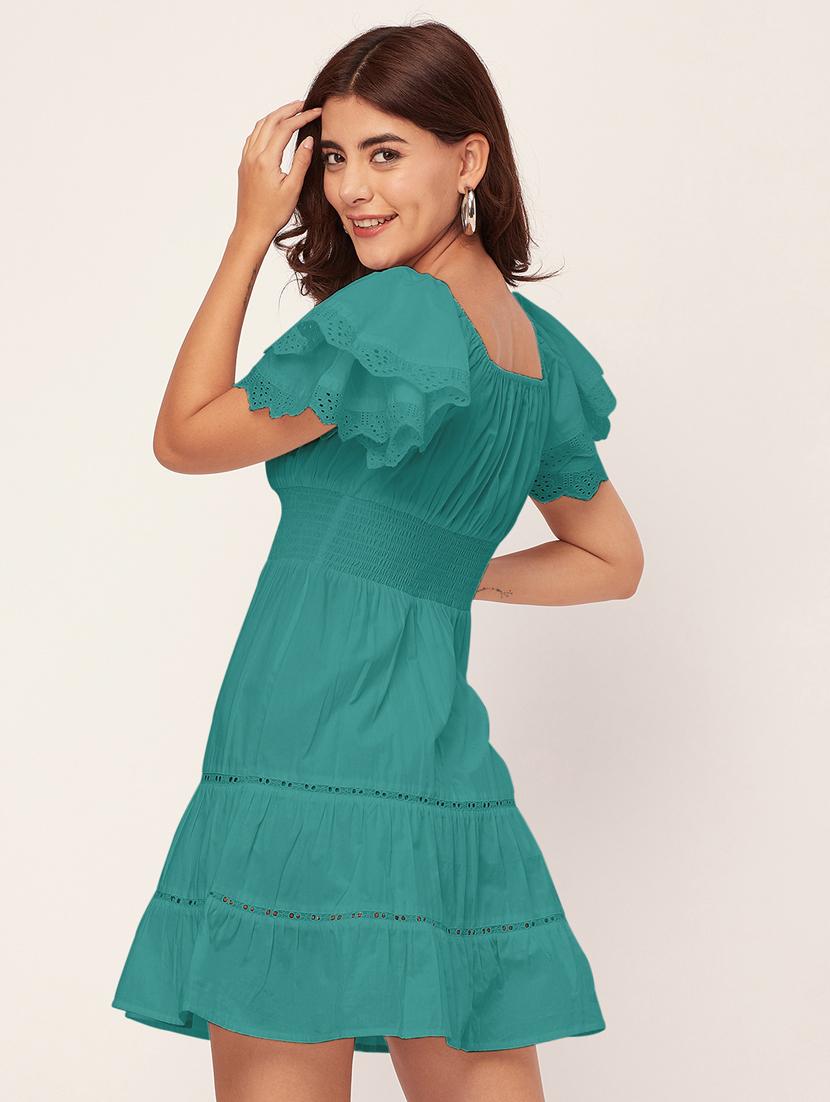 green self design tiered dress - 20484895 - Standard Image - 3