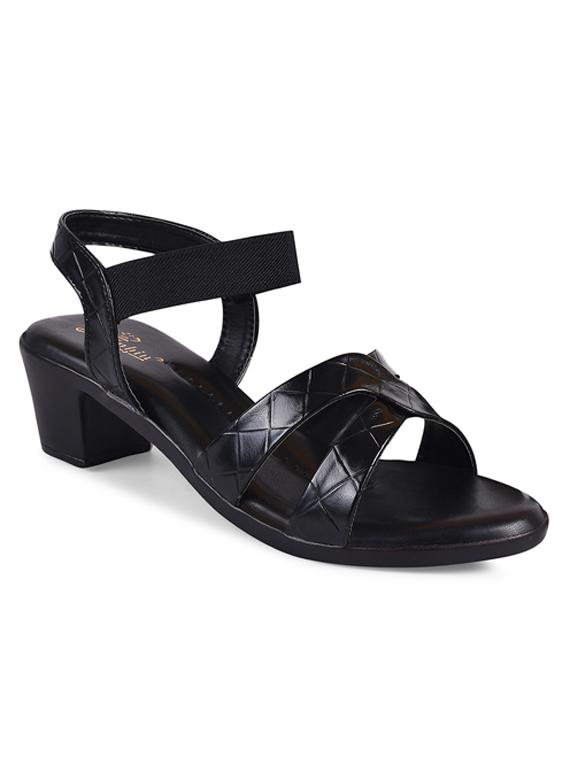 women textured black ankle strap sandal - 20485117 - Zoom Image - 0