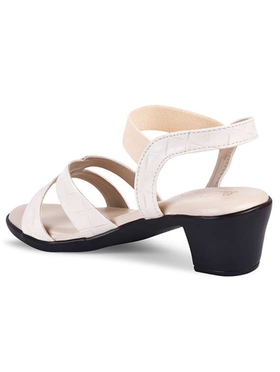 women textured white ankle strap sandal - 20485119 -  Standard Image - 3