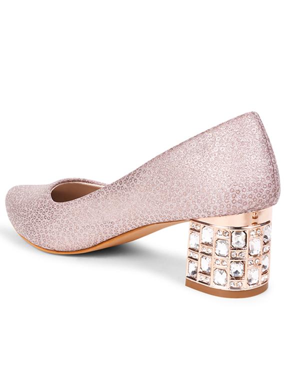 women pink embellished slip on pumps - 20485132 - Standard Image - 3