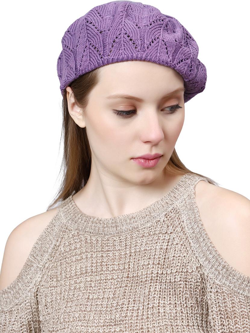 purple self design winter cap  - 20485437 -  Zoom Image - 0