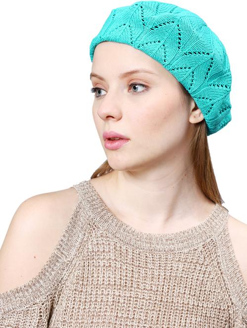 turquoise self design winter cap  - 20485438 -  Standard Image - 0