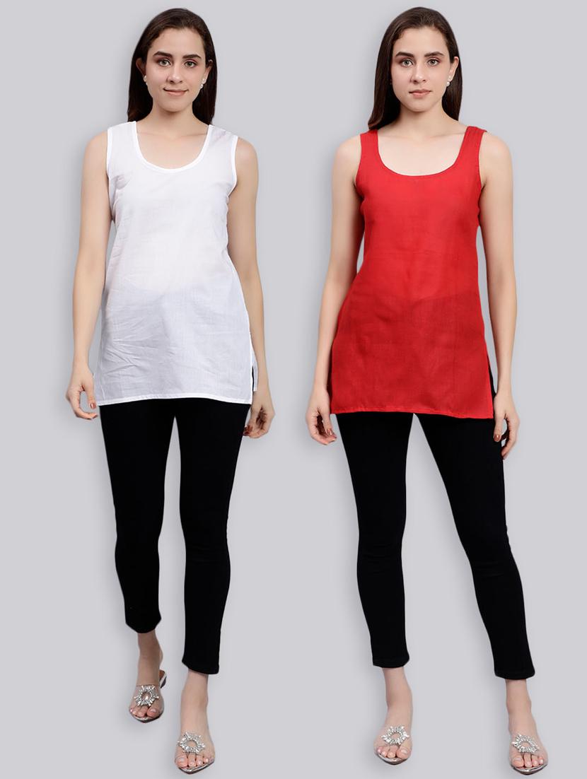 women set of 2 white & red camisole - 20485532 - Zoom Image - 0