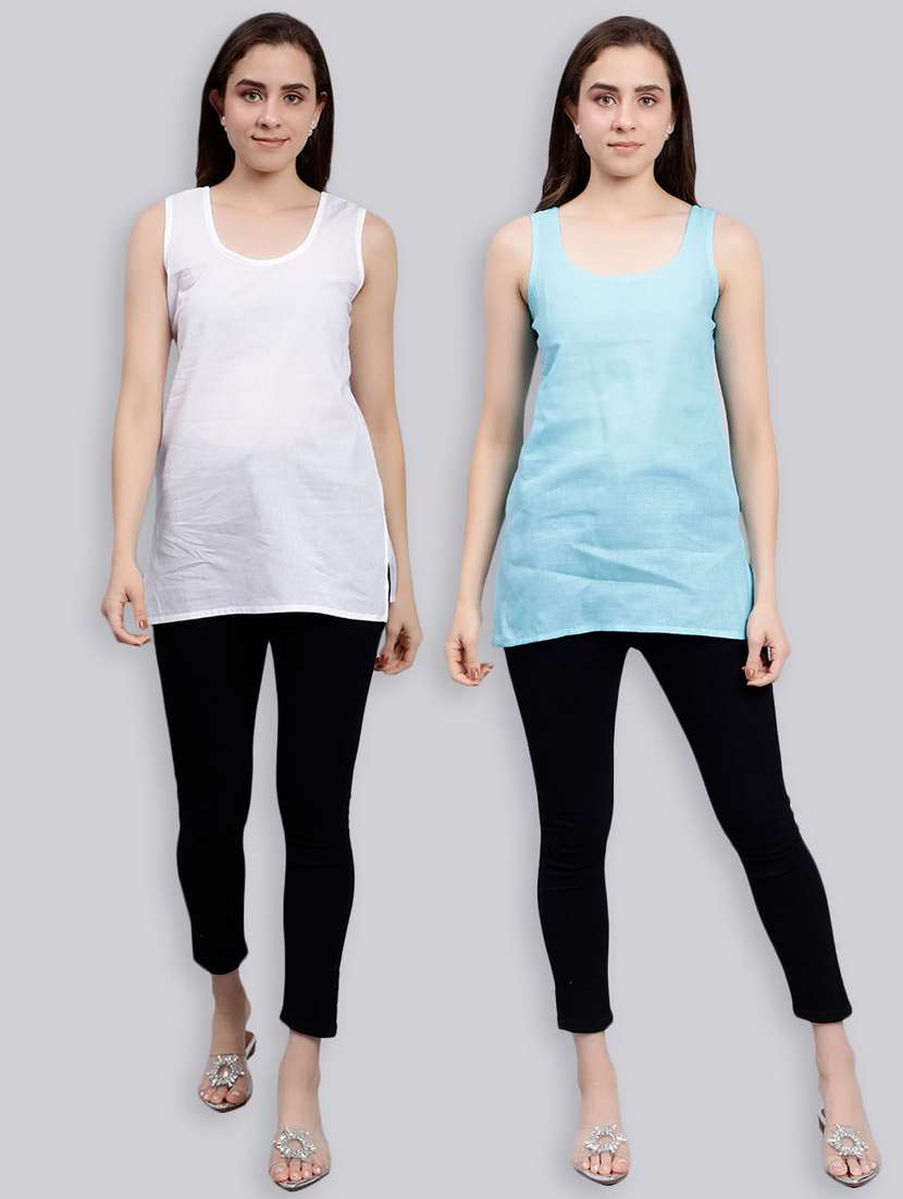 women set of 2 white & light blue camisole - 20485533 - Zoom Image - 0