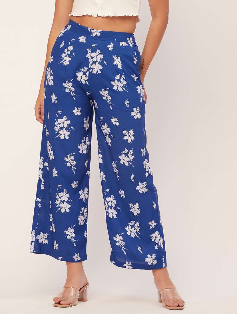 women floral print wide leg trouser