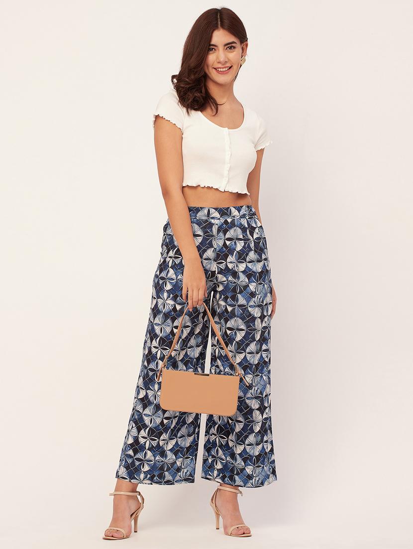 women printed wide leg trouser - 20485680 - Standard Image - 3