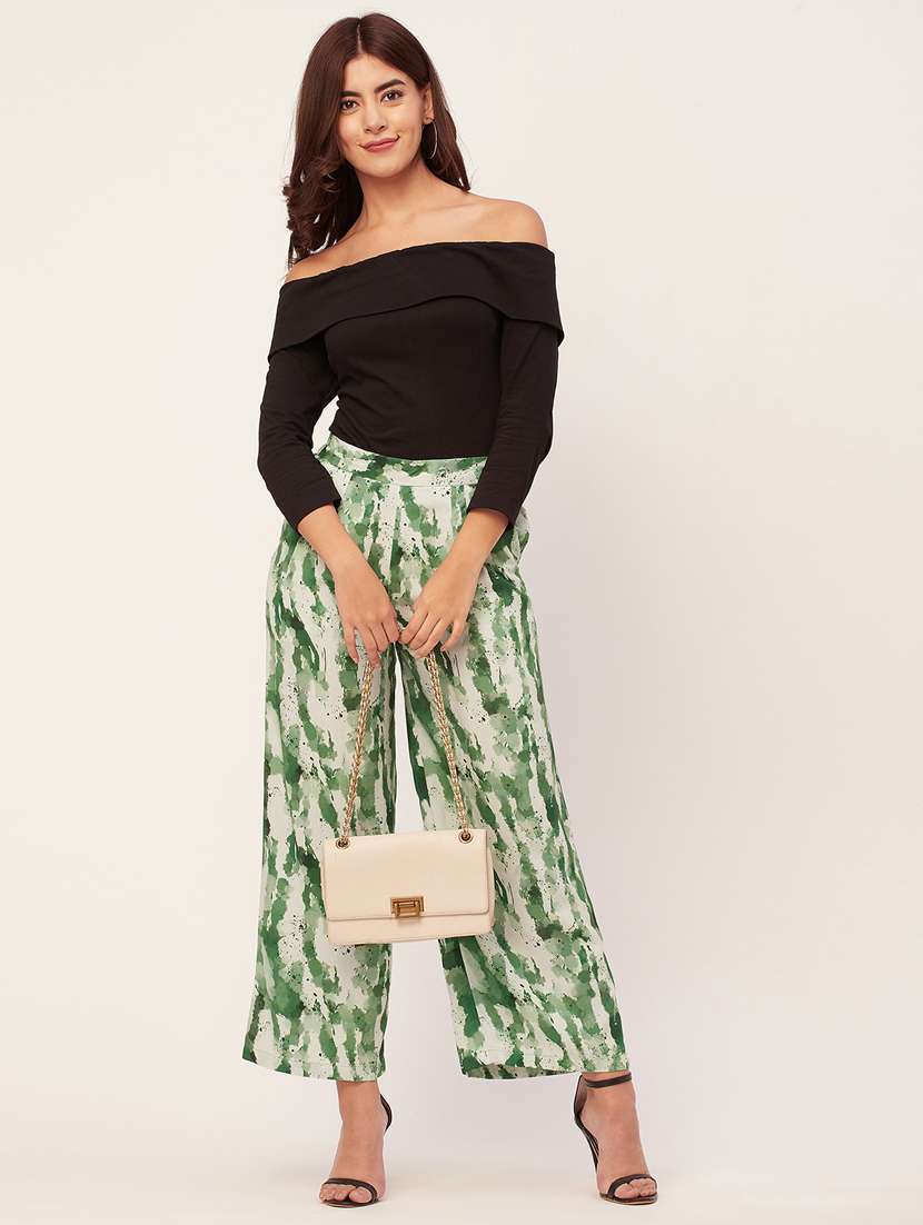 women abstract print wide leg trouser - 20485682 - Standard Image - 3