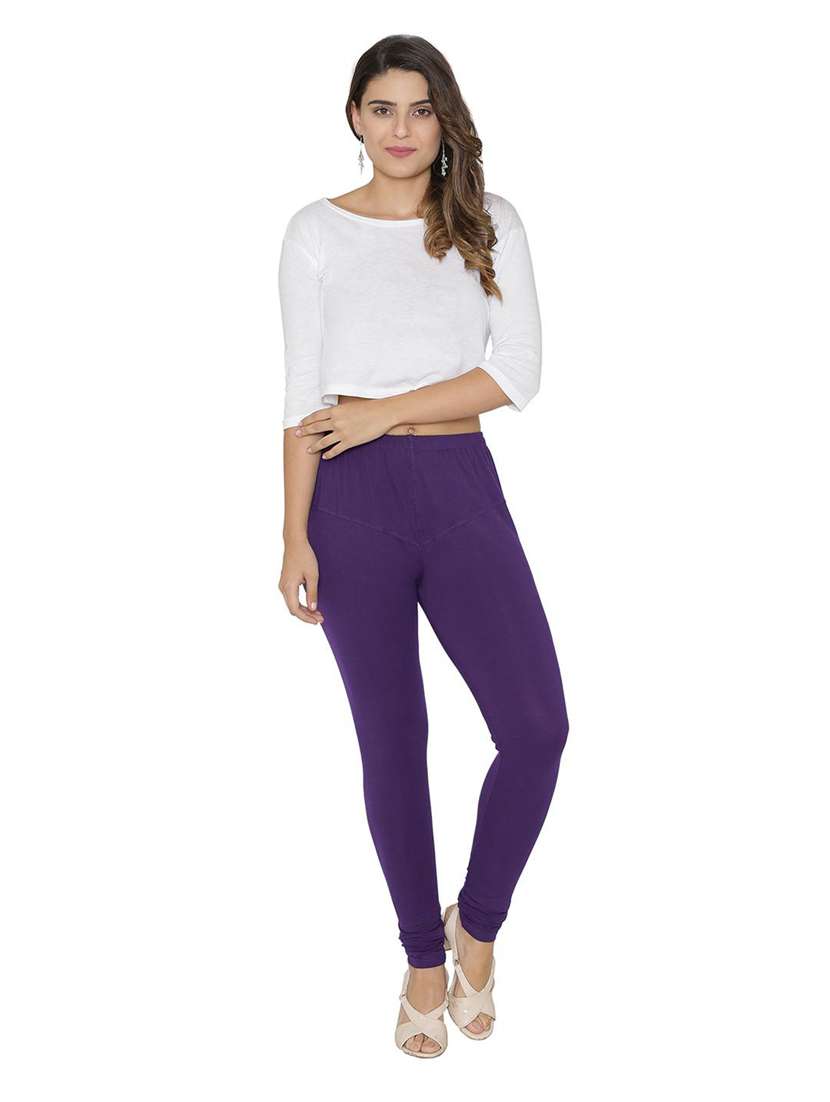 women purple solid churidar - 20485798 - Standard Image - 3