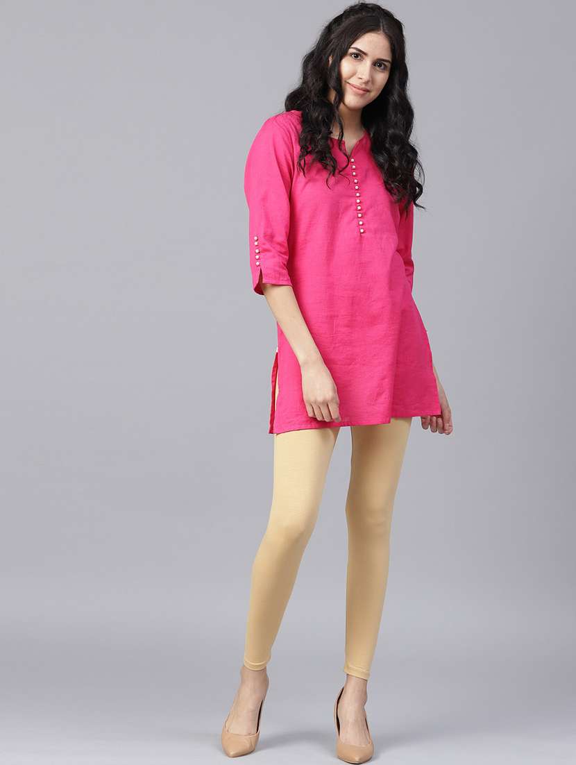 women beige solid ankle length legging - 20485800 - Standard Image - 3