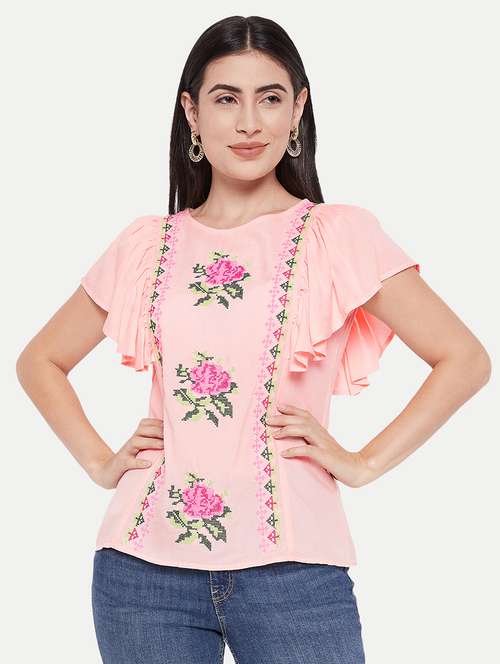 rosewater embroidered regular top - 20485841 -  Standard Image - 0