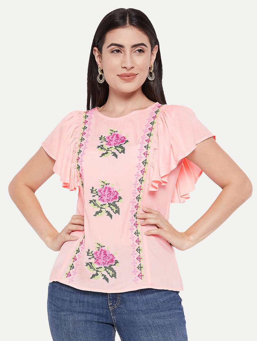 rosewater embroidered regular top