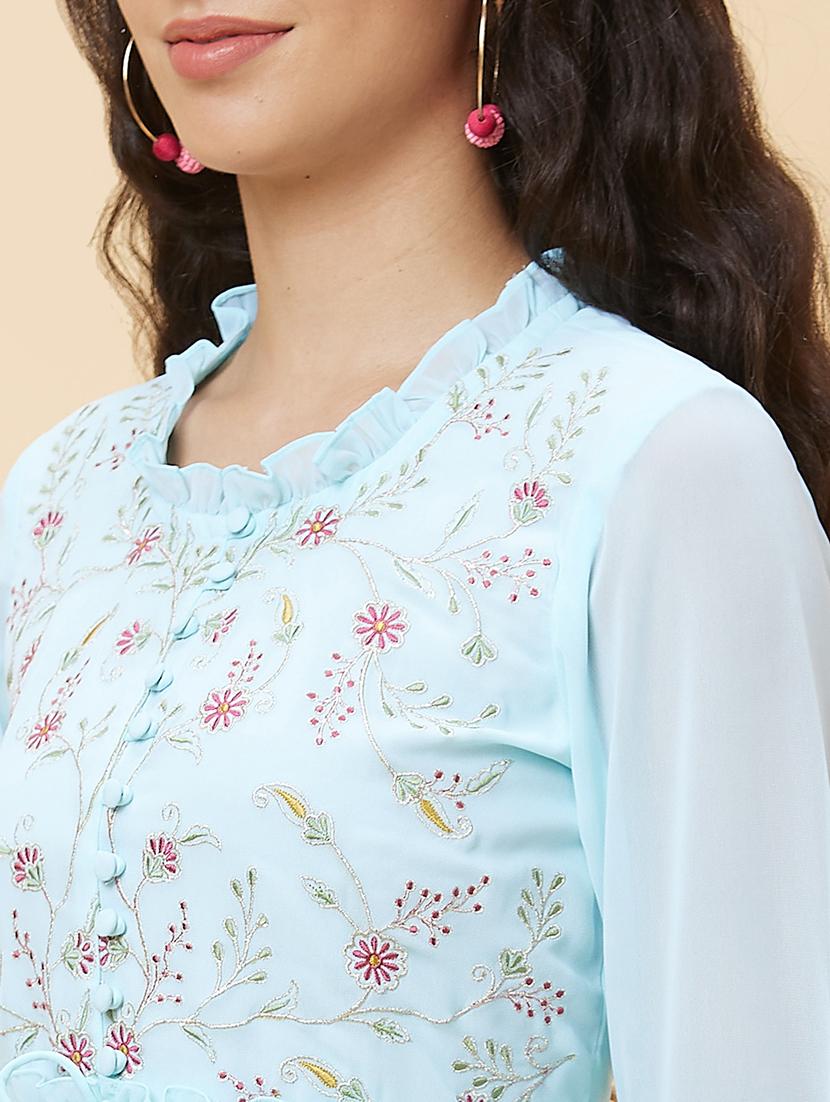 women embroidered front high slit kurta - 20485844 - Standard Image - 5