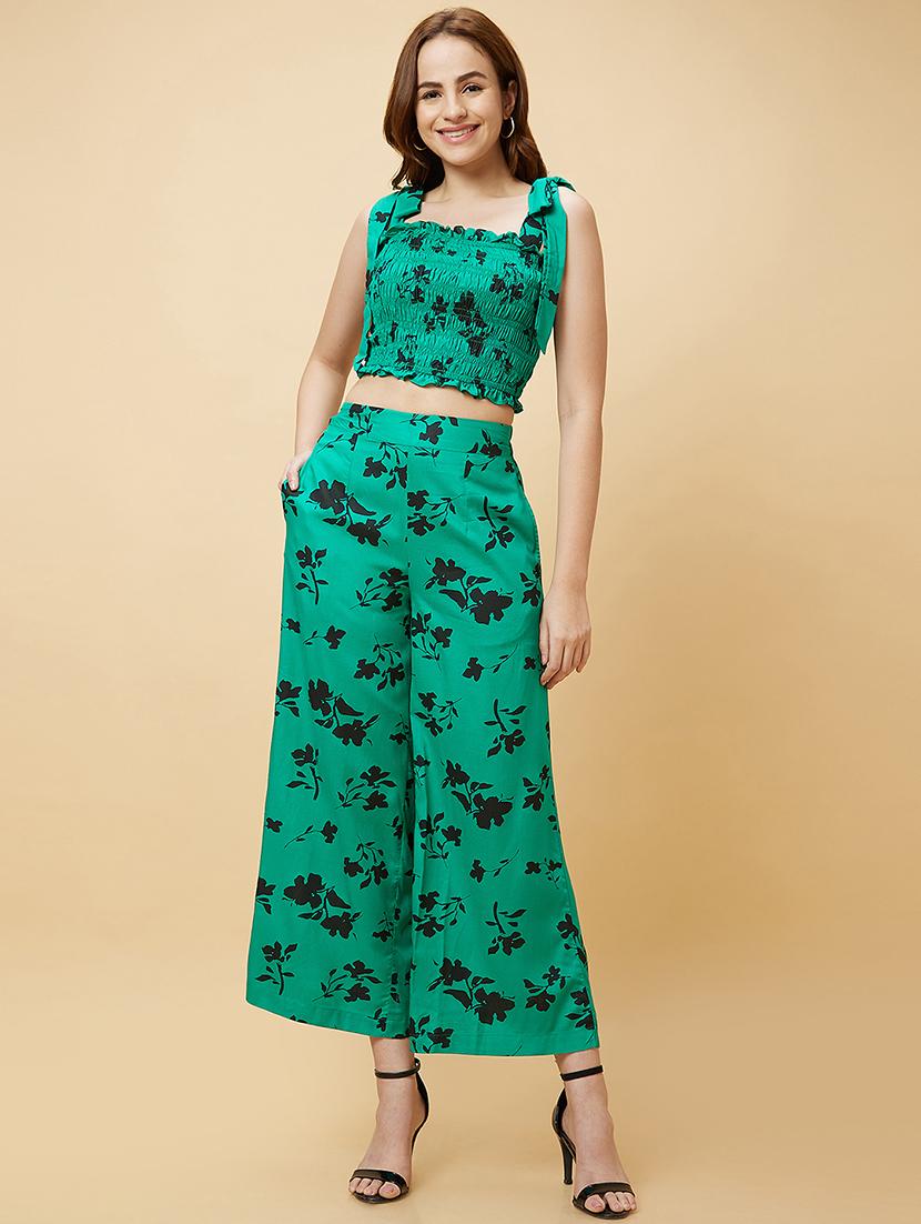 green printed top and palazzos co-ord set - 20485853 - Standard Image - 5