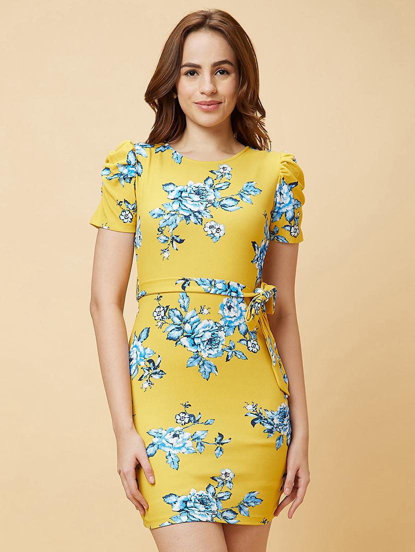 yellow floral bodycon dress - 20485860 -  Zoom Image - 0