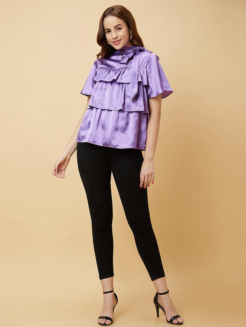 purple solid regular top - 20485873 - Standard Image - 5
